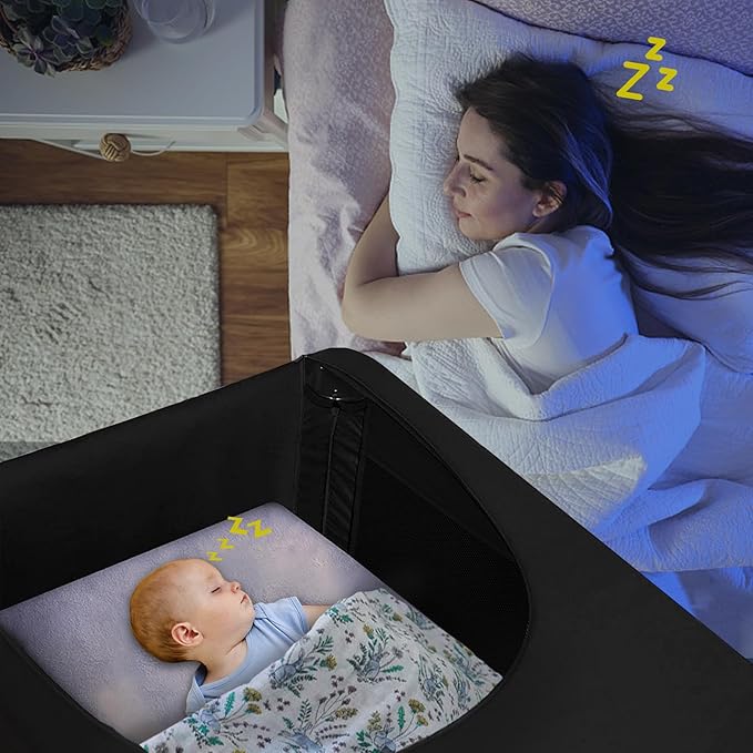 South to East Pack N Play Blackout Cover, Portable Stretchy Blackout Tent for Travel Crib, Breathable Cover for Pack and Play, Blocks 90% of Light with Optimal Airflow, Blackout Pod for Baby Sleep
