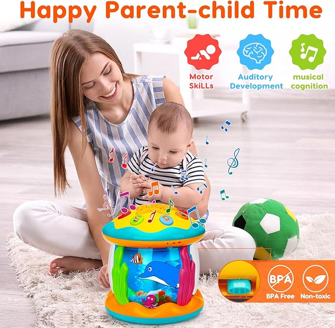 Baby Toys 6 to 12 Months Ocean Projector Rotating Musical Light Up Tummy Time Toys for Infant 0-6 3-6 Months Baby Aquarium Crawling Toys 4 5 6 7 8 9 12-18 Months Birthday Gifts for 1 Year Old Boy Girl