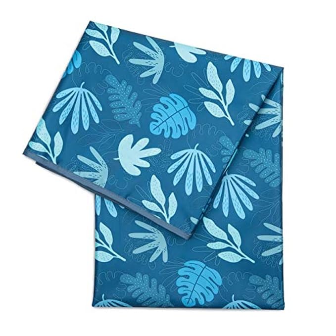 Bumkins Baby Splat Mat for Under High Chair, Babies Toddlers Eating Mess Mat, Waterproof Reusable Cloth for Arts and Crafts, Playtime Mat for Kids, Floors or Tables, Fabric 42inx42in, Blue Tropic