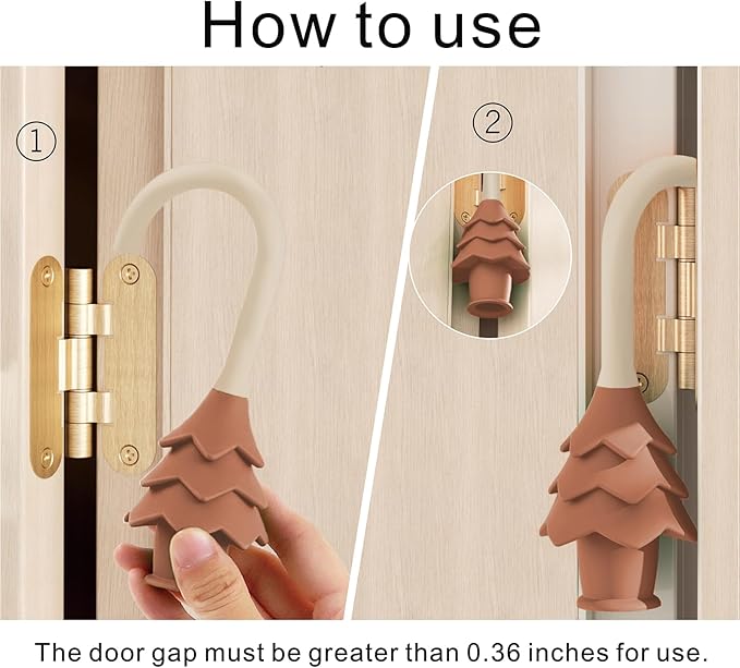 YOFENZO Christmas Tree Hanging Silicone Door Pinch Guard and Anti Door Slam Stopper,Child Safety Finger Pinch Guard,Baby Proofing Doors to Keep Door Open Stop Door from Slamming(2 PCS Khaki)