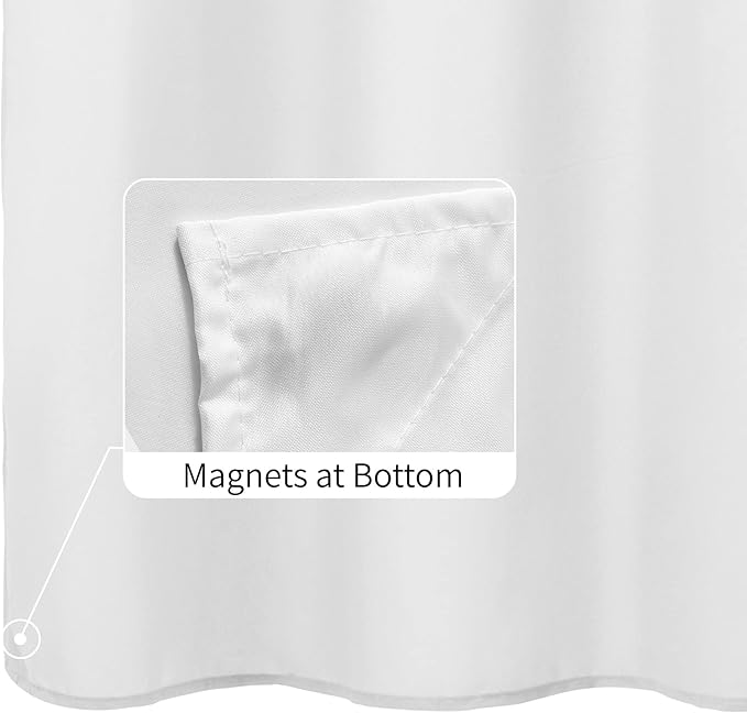 ALYVIA SPRING Short Shower Curtain Liner Fabric Waterproof - 72" x 66", Soft & Lightweight Shower Curtain with Magnets, Machine Washable - 72x66, White