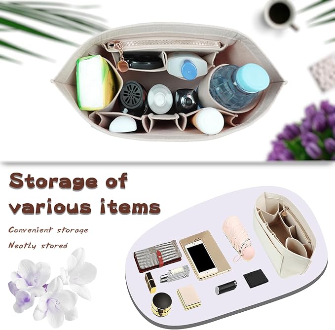 Felt Organizer Insert for Longchamp Le Pliage Handbag Women Purse organizer 1012-25beige-M