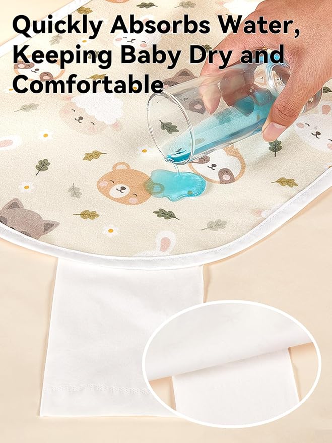 TILLYOU Waterproof Changing Pad Liners 6 Pack, 100% Cotton Reusable Cloth Diaper Liners, Pet