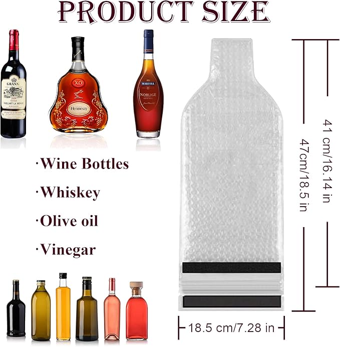 alitade Reusable Wine Bag - 10Packs Wine Bottle Travel Protector for Travel Glass Bottle Bags,Double Layer Bubble Cushioning Wrap Suit for Airplane Car Cruise Protection Luggage Leak-proof