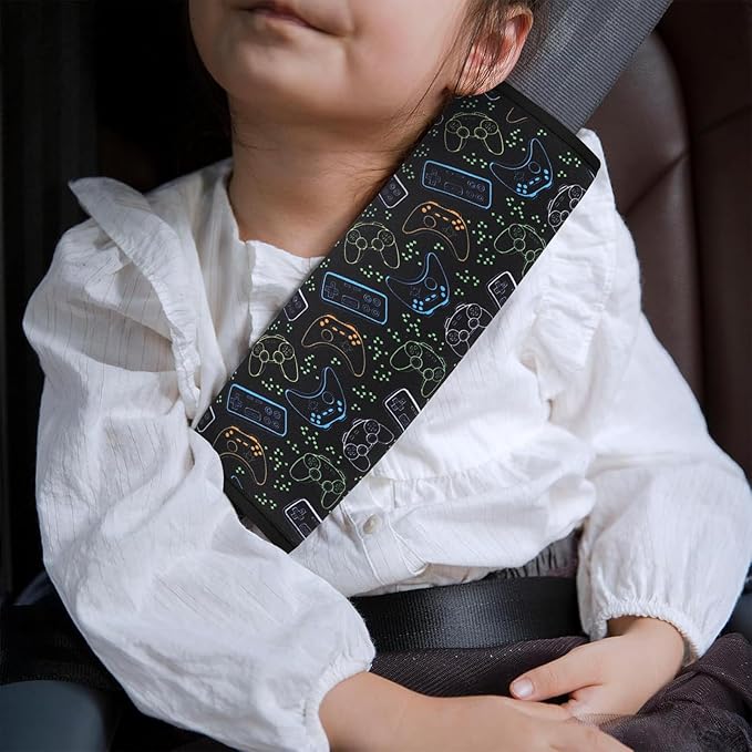 YR Seat Belt Cover for Kids, Soft Comfort Seat Belt Cushion for Children, Cute Cartoon Pattern Car Seat Belt Pads Cover for Girls and Boys, 1 Pack (Game)