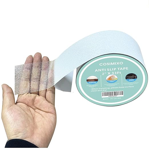 COSIMIXO 2" x 33Ft Clear Anti Slip Tape Waterprooft, Non-Slip Stair Treads Tape Traction, Boats, Stairs, Transparent, Soft, Comfortable for Bare feet