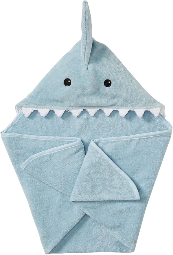 Baby Aspen Baby Shark Hooded Towel/Newborn Spa Bath Robe, Baby Beach Towel | Baby Bath Towel