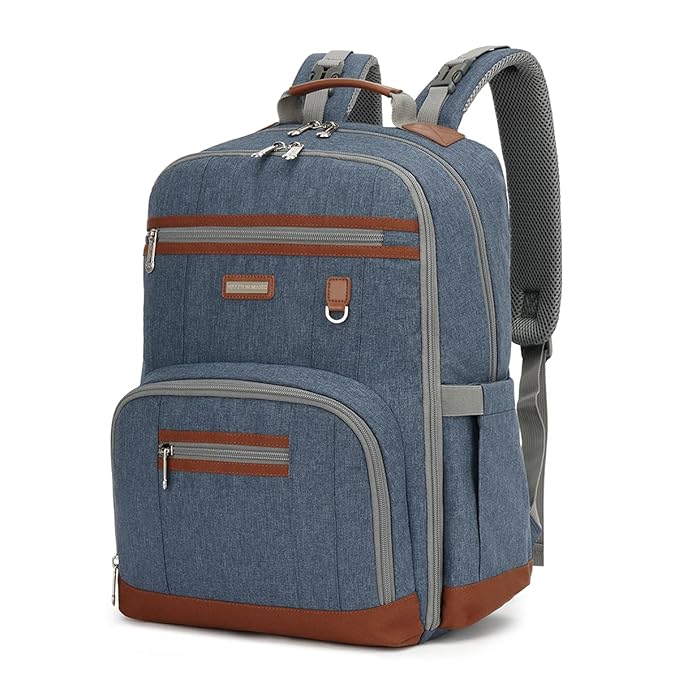 BILLITON MASHI Diaper Bag Backpack, Large Baby Nappy Bags with Portable Changing Pad for Boys and GirlsMultifunction Travel Baby Bag for Moms Dads, Shower Gifts Waterproof and Stylish，Deep Blue