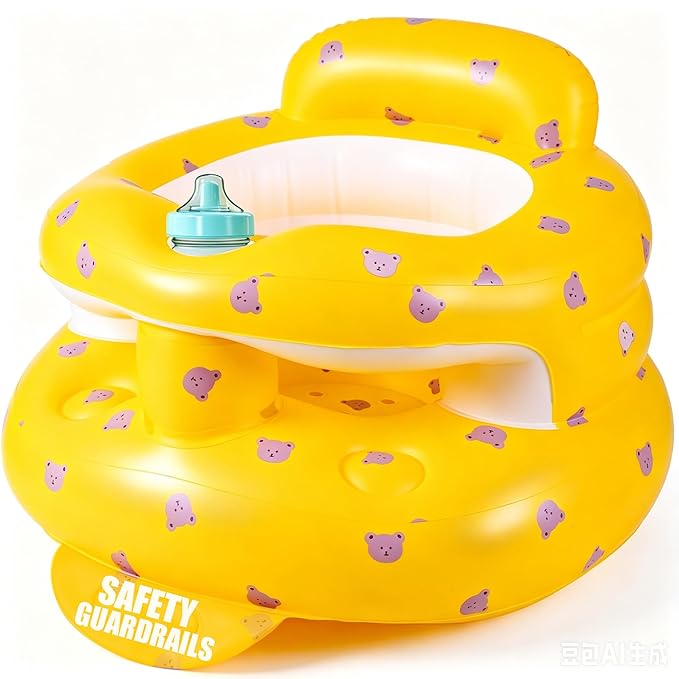 Upgraded Inflatable Baby Seat for 3-36 Months, Baby Chair Sit Me Up Floor Seat – Clip to Table Leg. No Tipping. + Front Guard Anti-Tip, Back Support for Infants Learning to Sit Up + Built-in Air Pump