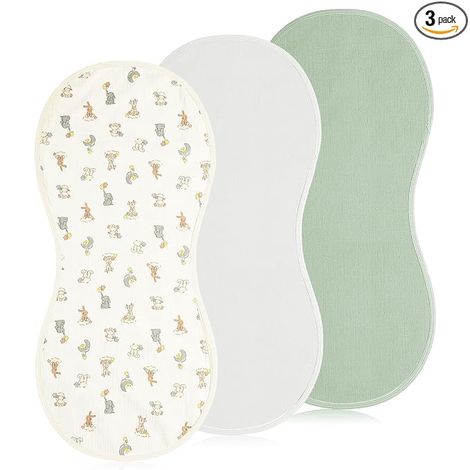 Hahafelt 3 Pcs Changing Pad Liners Fits in Peanut Shape Changing Pad Waterproof Diaper Mats Organic Cotton Peanut Mats are Warm on a Baby's Back, Washable Reusable(Bright Style,Green)