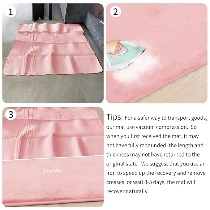 Huloo Sleep Extra Large 79"×158" Baby Play Mat for Floor,1.3" Thick Elasti Foam Playroom Mat for Toddler,Infant,Kids,Ultra Soft Velvet Classroom Rug,Non Slip Backing Safe for Crawling&Tummy Time（Pink）