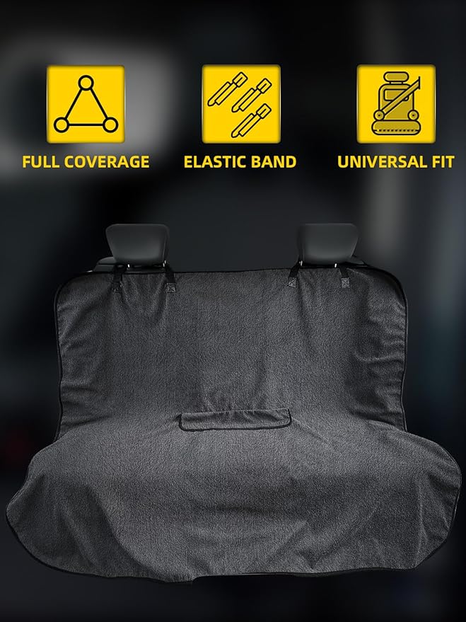 ZIMABLUE Terry Cloth Back Rear Seat Cover Gray Universal Waterproof Car Sport Towel Seat Cushion Sweat-Absorbent Towel Cloth Suitable for All Seasons Waterproof Beach Seat Cover