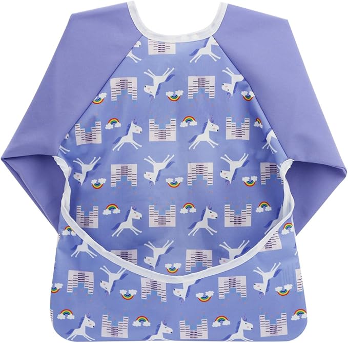 Hi Sprout Infant Toddler Baby Waterproof Sleeved Bib, Bib with Sleeves&Pocket, 6-24 Months