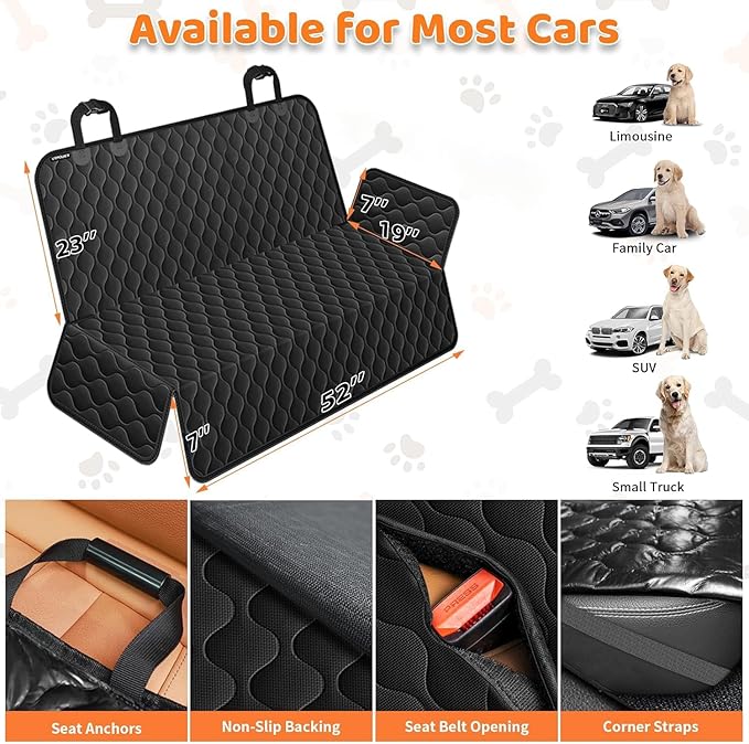 URPOWER Dog Car Seat Cover for Back Seat - Waterproof Car Seat Protector for Child Carseat & Pets, Nonslip Car Seat Covers for Cars, SUVs & Small Trucks
