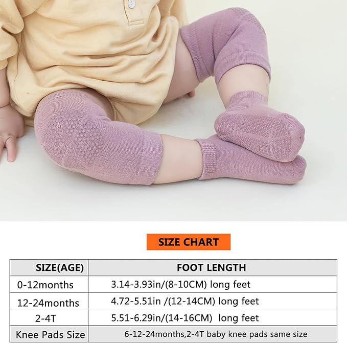 Unisex Baby Crawling Anti-Slip Knee Pads and Socks,Save Baby Knee and Ankle,Baby Walker Essentials