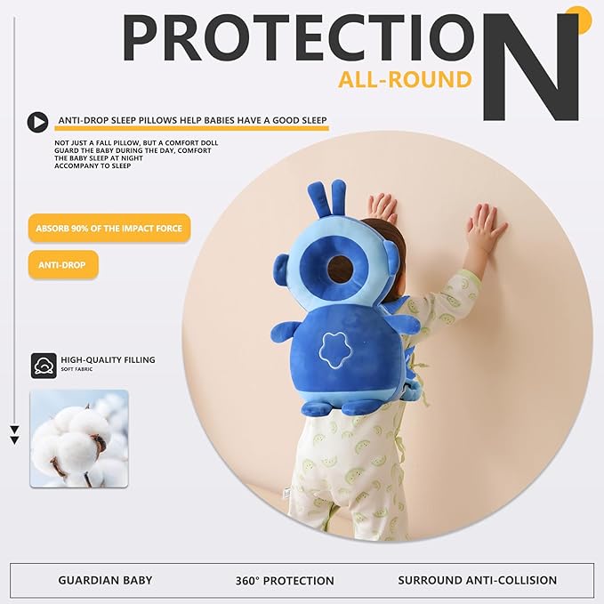 WKC Baby Head Protector Backpack with Knee Pads & Non-Slip Socks, Toddler Safety for Crawling & Walking (Style 9)