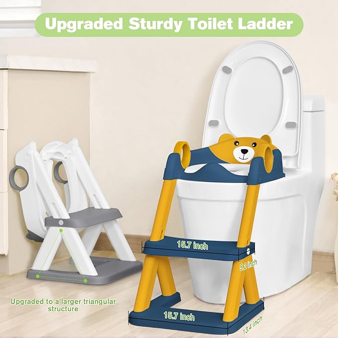 COOSEYA Toilet Seat, Potty Training Seat for Toddler, Upgraded 2-in-1 Potty Toilet Training for Boys and Girls,Waterproof Cushioned Mat with Non-slip Step Stool