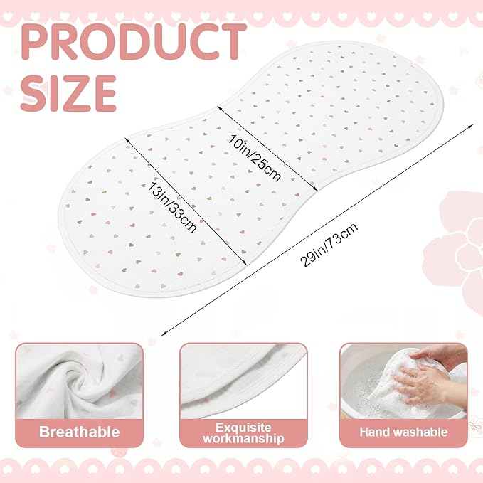 Hahafelt 3 Pcs Changing Pad Liners Fits in Peanut Shape Changing Pad Waterproof Diaper Mats Organic Cotton Peanut Mats are Warm on Baby's Back, Washable Reusable(Cute Style,Pink)