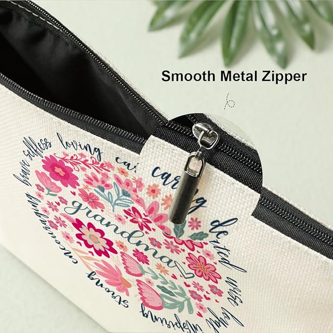 Grandma Gifts Makeup Bag，Funny Grandma Birthday Gifts for Women Grandmother Nana Gigi Mimi Christmas Retirement Mothers Day Cosmetic Bags, Abstract Floral Zipper Pouch Travel Toiletry Bag Organizer