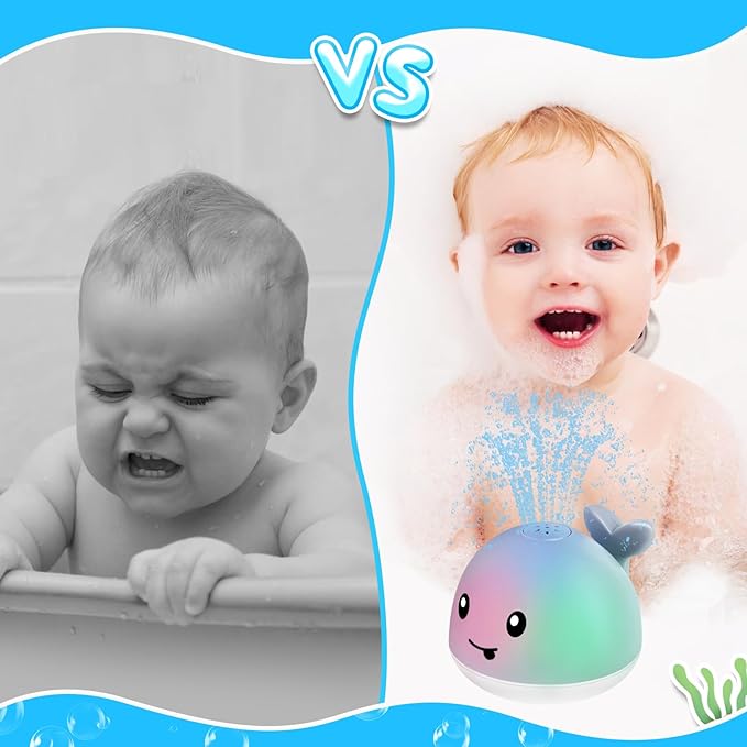 Baby Bath Toys, Toddler Bath Toys for Kids Ages 1-3, Valentines Day Gifts for Babies, 1 2 3 Year Boy Girl Gifts Baby Toy 6-12-18 Months Light Up Whale Bath Toy Sprinkler Bathtub Pool Water Toy