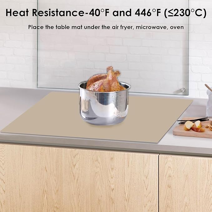 Extra Large Silicone Mat, Kitchen Counter Mat Placemats for Kids Silicone Mats for Countertop, Nonstick Silicone Table Mat for Pastry Crafts Baking Heat-Resistant Silicone Pad, 27.6'' x 16'' 1 Pack