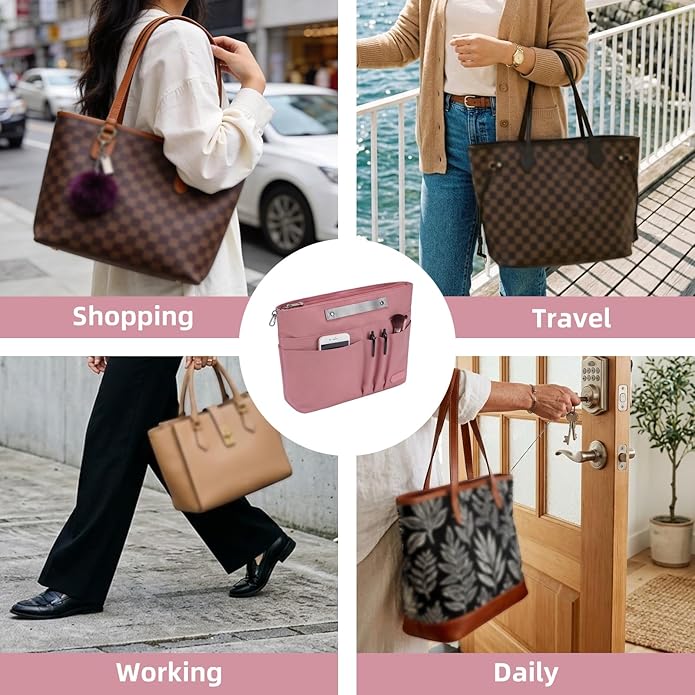 VANCORE Purse Organizer Insert for Handbags,Tote Bag Organizer Insert with Zipper Bag,Premium Handbag Organizer Inside Liner for Women