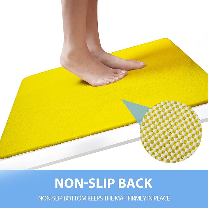 Hargiis Non-Slip Bathtub Mat, Anti Slip Shower Mat, Fast Drying Bathtub Mats, Foot Scrubber Mat, Anti Slip Mat for Tub, Floor, Bathroom, Kitchen, Home, Hotel (Yellow 24"×24")