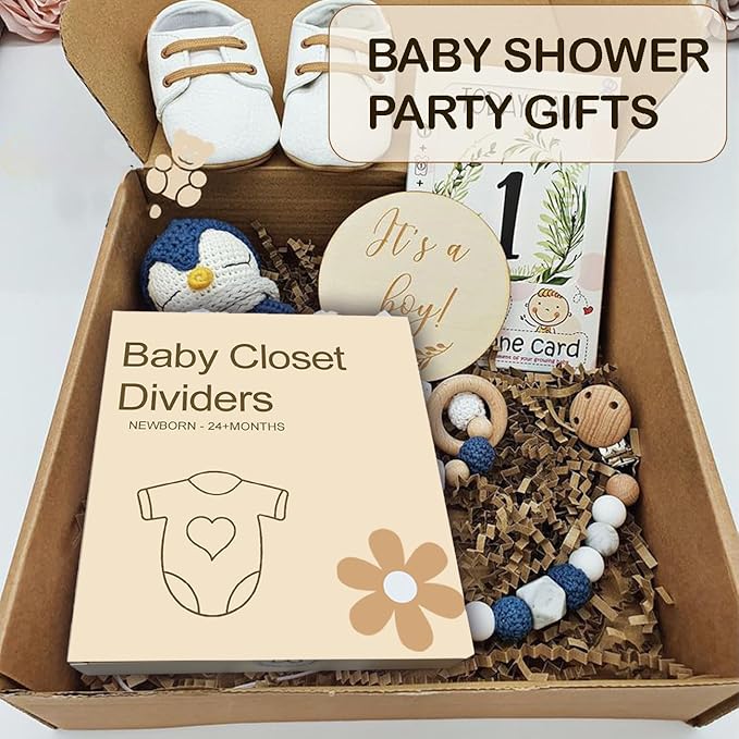 eoscasely Baby Closet Divider - 3D Double-Sided Wooden Baby Wardrobe Baby Closet Organizer,Daisy design Nursery Decor Clothes Hanger Dividers for Sorting 8 Sizes from Newborn to 24+ Months