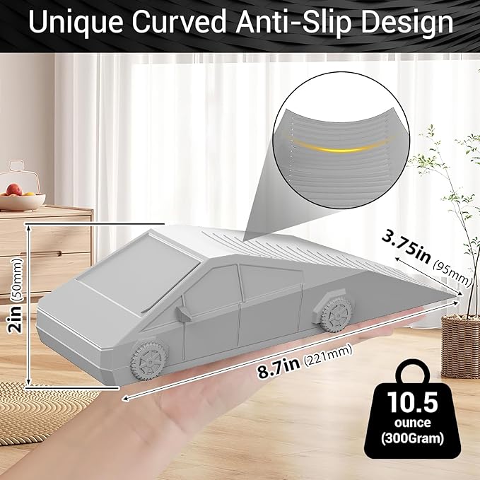 2Pc Funny Tesla Cybertruck Door Stoppers for Bottom of Door, Anti-Slip Rubber Heavy Duty Door Stop Wedge, Large Doorstop 2 inches High Gate Holder Suits Any Floor＆ As a Gifts