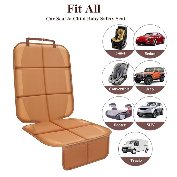 Meolsaek Car Seat Protector for Child Car Seat, Durable 600D Fabric Waterproof Car Seat Cover with Thick Pad Non-Slip Backing (No Imprints)