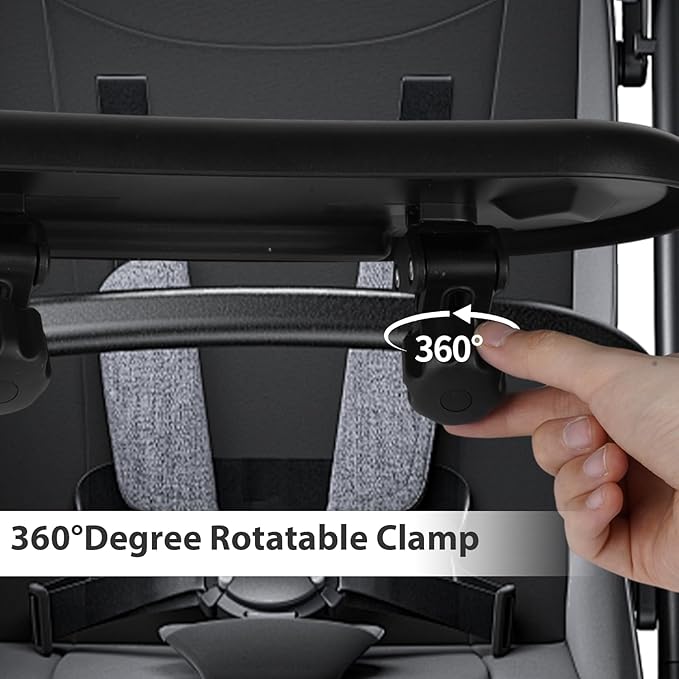 Universal Stroller Snack Tray with Cup Holder and Silicone Flexible Arms Gripper, Black Adjustable BPA-Free Non-slip Snack Tray for Stroller Accessories Easy to Clean