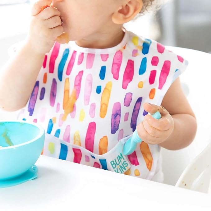 Bumkins Bibs for Girl or Boy, SuperBib Baby and Toddler for 6-24 Months, Essential Must Have for Eating, Feeding, Baby Led Weaning Supplies, Mess Saving Catch Food, Fabric 3-pk Wild and Free