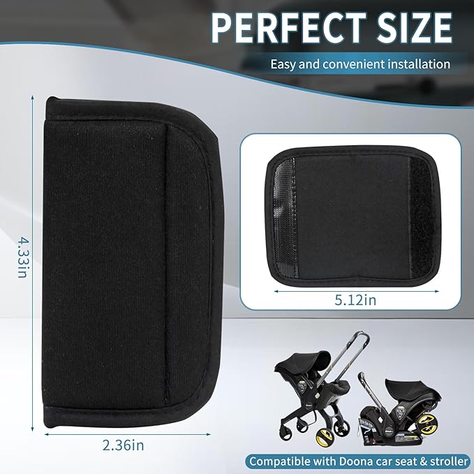 Car Seat Shoulder Pads Compatible with Doona, Ultra Soft and Breathable Grid Fabric, Protect Neck and Shoulder Strap Covers, Easy to Install, Straps Pads for Car Seat and Stroller, Black