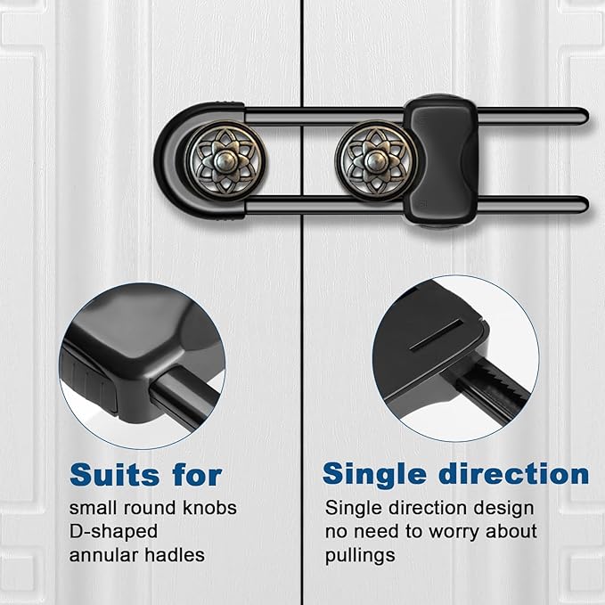 Cabinet Locks for Babies,Child Proof Cabinet Locks,8 Pack U-Shaped Baby Proofing Cabinets,Child Locks for Cabinets and Drawers,Child Safety Cabinet Locks with Adjustable (Black)