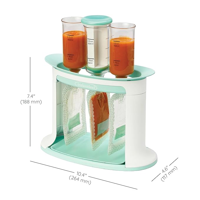 Infantino Squeeze Station for Homemade Baby Food,Pouch Filling Station for Puree Food-for Babies and Toddlers,Dishwasher Safe and BPA-Free,(Pack of 6)