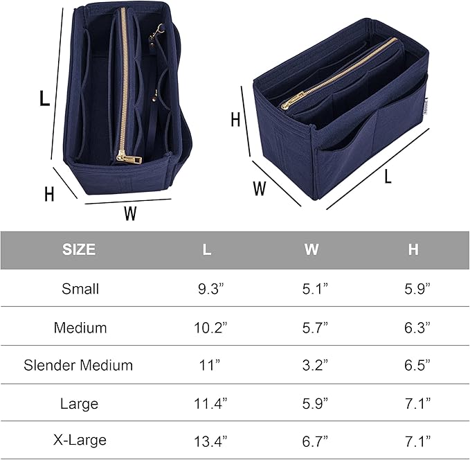 Vercord Felt Organizer Insert for Purse Handbag Tote Bag in Bag Inside Shaper Divider Neo Dark blue X-Large
