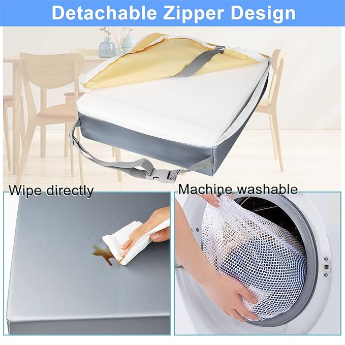 Toddler Booster Seat for Kitchen Chair Dining Table, Washable Thick Strong Support Portable Booster Chair for Toddlers Eating, Easy Cleaning Booster Seat Cushion Detachable with Adjustable Straps