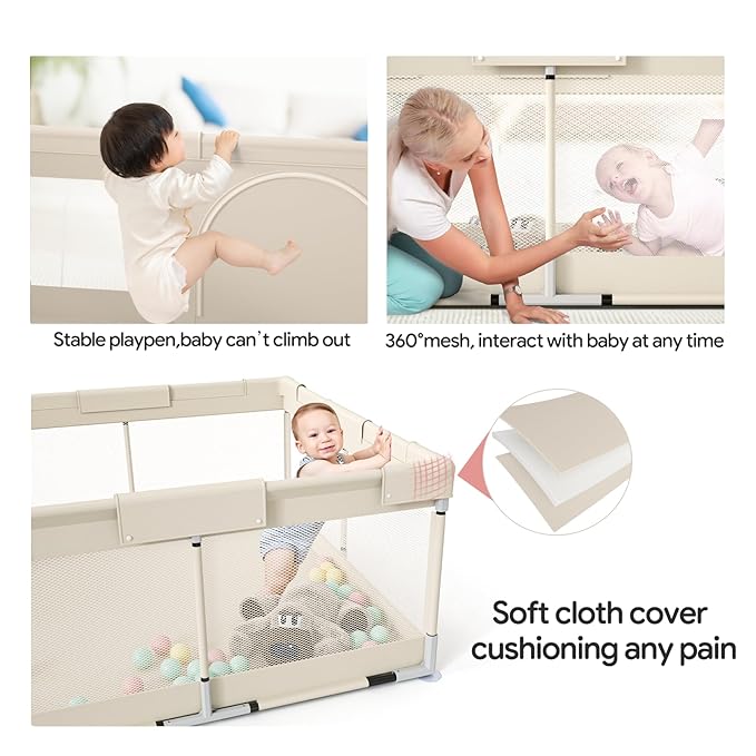 Fodoss Baby Playpen, 71x47inch Large Playpen for Babies and Toddlers, Indoor & Outdoor Play Yard, Baby Fence Play Area