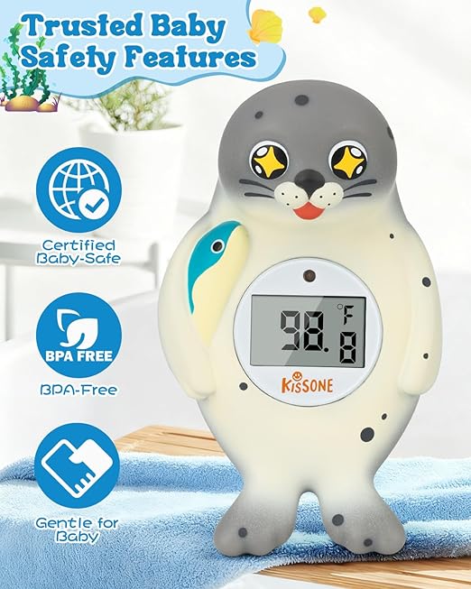 KISSONE Baby Bath Thermometer Digital for Water Temperature – Fast & Accurate °F/°C Reading, Waterproof Floating Safety Thermometer for Infants & Toddlers