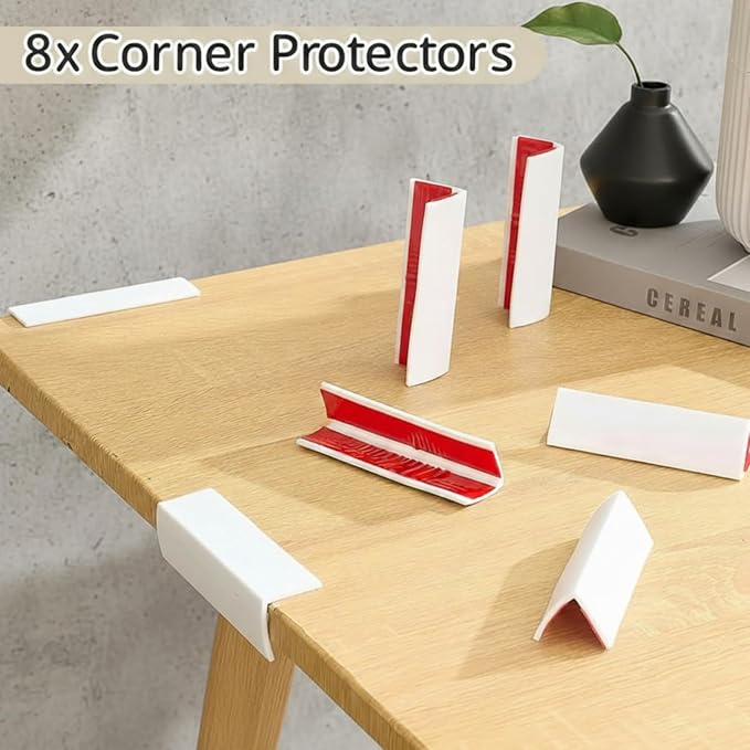 Pangda Baseboard Corners Blocks Self Adhesive Rubber Safety Corner Protectors Proofing Edge Guard Corner Cushion for Wall Furniture Edge(White,8 Pcs)