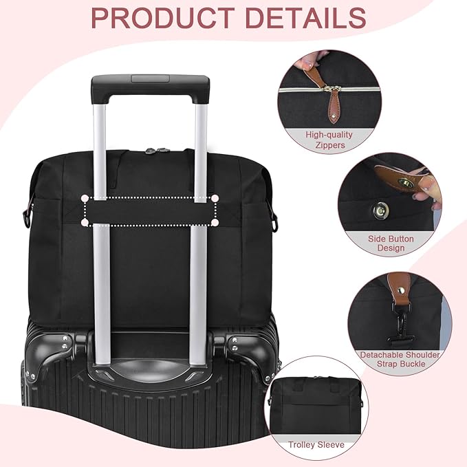 Pritent Diaper Bag Tote - Diaper Baby Bags with Pacifier Case, Shoulder Straps, Stroller Clips, Waterproof Large Mommy Maternity Travel Baby Bag for Mom and Dad, Medium, Black