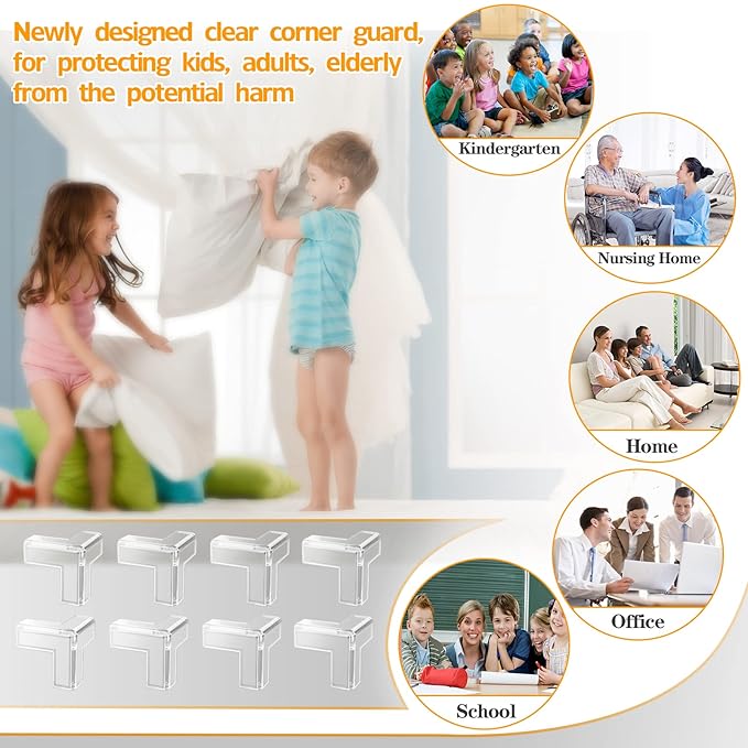12 Pack Corner Protector, Clear Corner Guards Table Edge Protectors, Baby Safety Corner Bumpers Covers, Furniture & Sharp Corner Baby Proofing, T Shaped