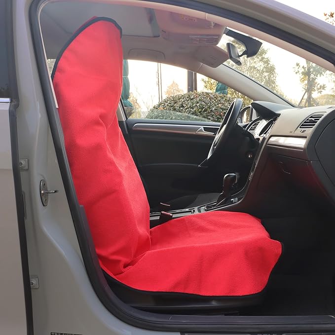LoyaGour Car Seat Cover Protector Front Seats,for Gym Workout,Running,Swimming,Beach and Hiking,Waterproof Sweat Towel Bucket Seat Covers for Cars SUV Trucks (Red, 2Pcs)