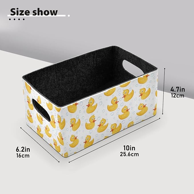 Emelivor Duck Storage Basket Bins Set (2pcs) Felt Collapsible Storage Bins with Dual Handles Dog Basket for Organizer, Closet, Shelves, Office