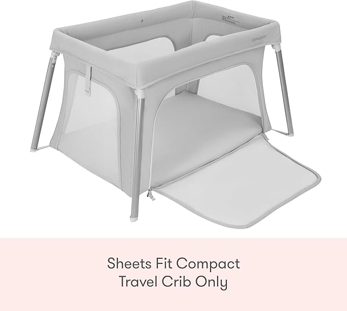 Newton Baby Fitted Sheets for Compact Travel Crib & Play Yard Floor Pad (2-Pack) - Ultra-Breathable, Washable and Ultra-Soft, 100% Cotton, 34" x 48", Grey