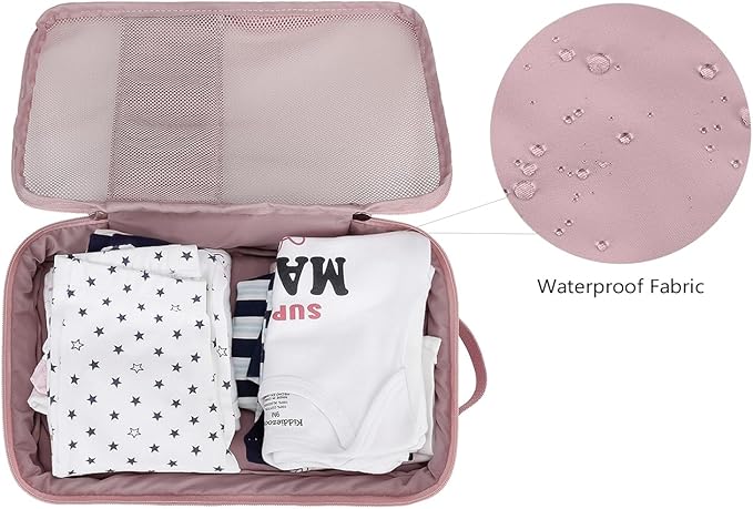 Baby Diaper Bag Organizer Pouches - 2 Pack Waterproof Pod Hanging Diaper Bag Cute Bear Mesh Bag Reusable, Washable or Baby Cloth Diapers (Green&Pink)