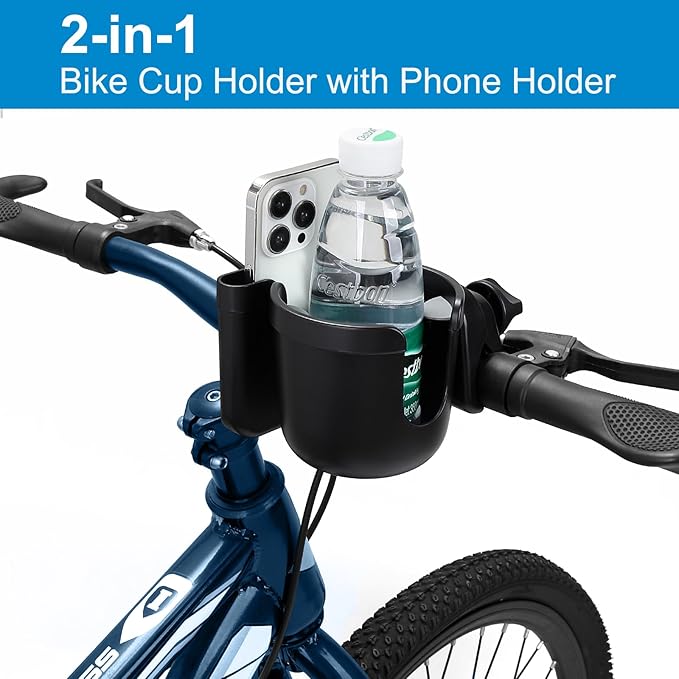 Accmor 2-in-1 Universal Cup Holder with Phone Holder, Stroller Cup Holders, Drinks Bottle Cage for Strollers, Wheelchairs, Walkers, Bicycles, Scooters ﻿