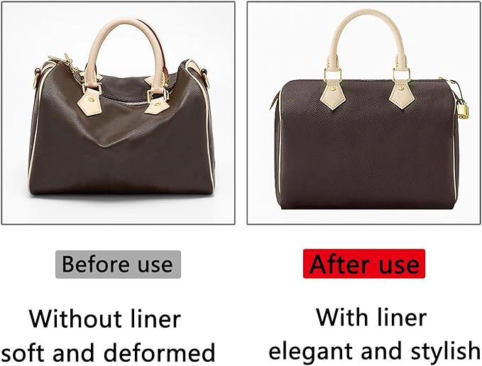 Purse Organizer Insert for Handbags, Fit Speedy 25 Neverfull Felt Tote Insert with Base Shaper Zipper Bag in Bag