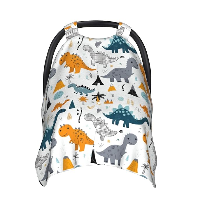 Dinosaurs Car Seat Cover Baby Stuff Western Infant Carseat Covers Baby Girl Highland Car Seat Canopy Boy Winter Multi Use Nursing Cover for Newborn Carseat Canopy Nursing Covers Newborn Shower Gift