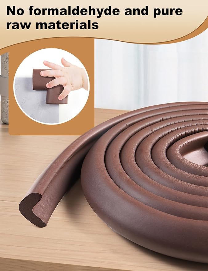 Arinbeb Foam Corner Protector for The Fireplace Hearths Edge and Corner Guard, with Retardant Materials Foam Safety Bumpers Baby Proofing (Coffee)